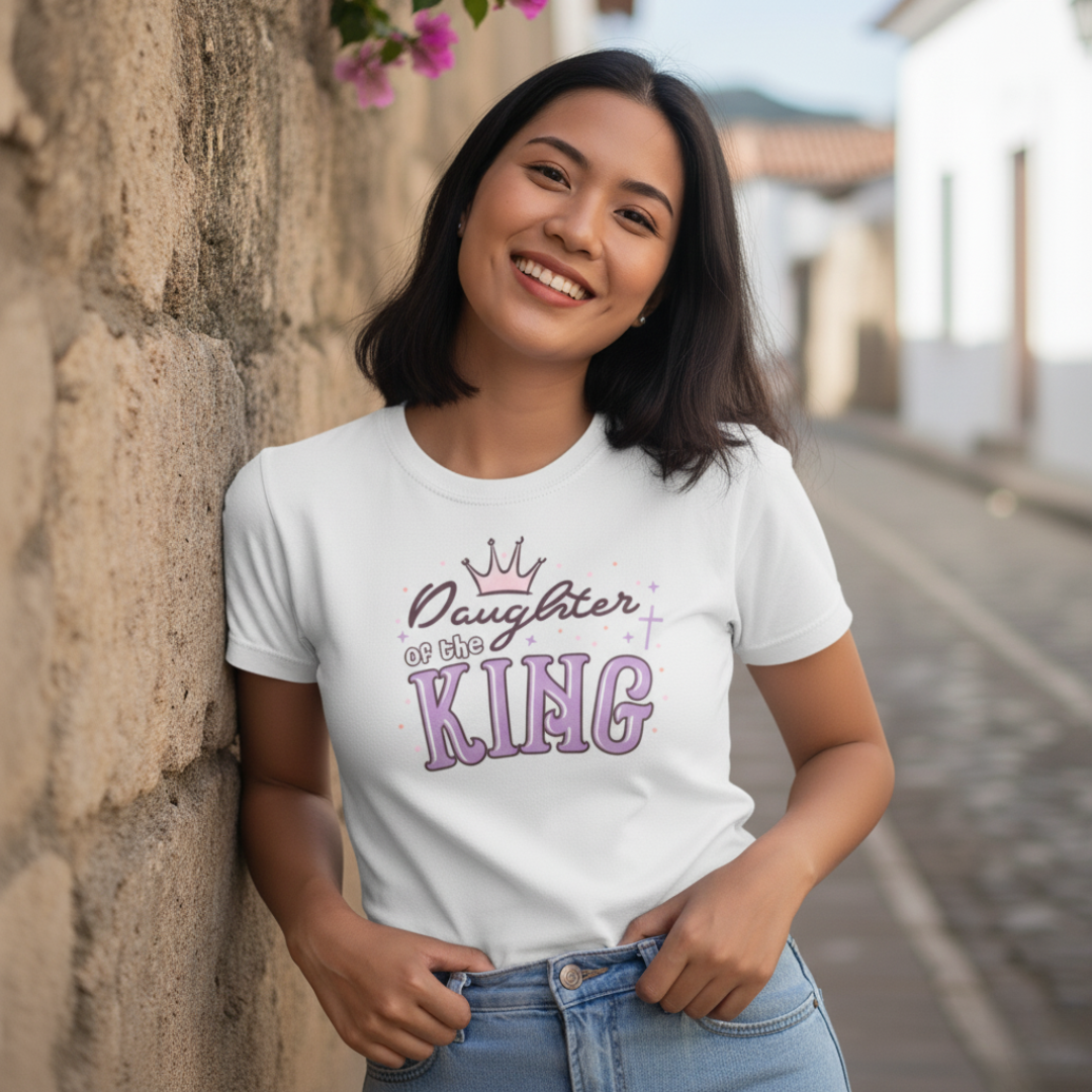 Daughter of the King Christian Shirt | Faith-Inspired Crown Tee for Women, Girls & Teens | Premium Cotton