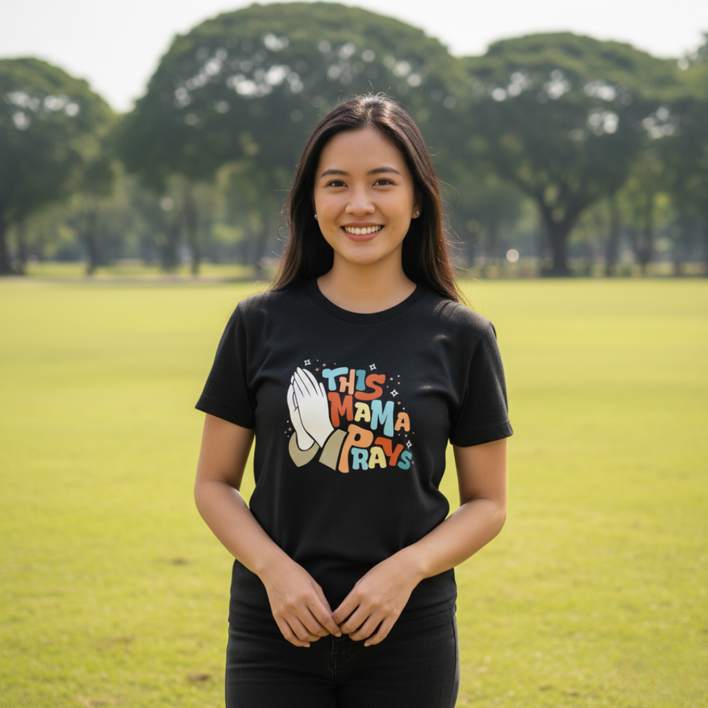 This Mama Prays Christian Mom Shirt | Premium Cotton Faith Shirt for Mothers