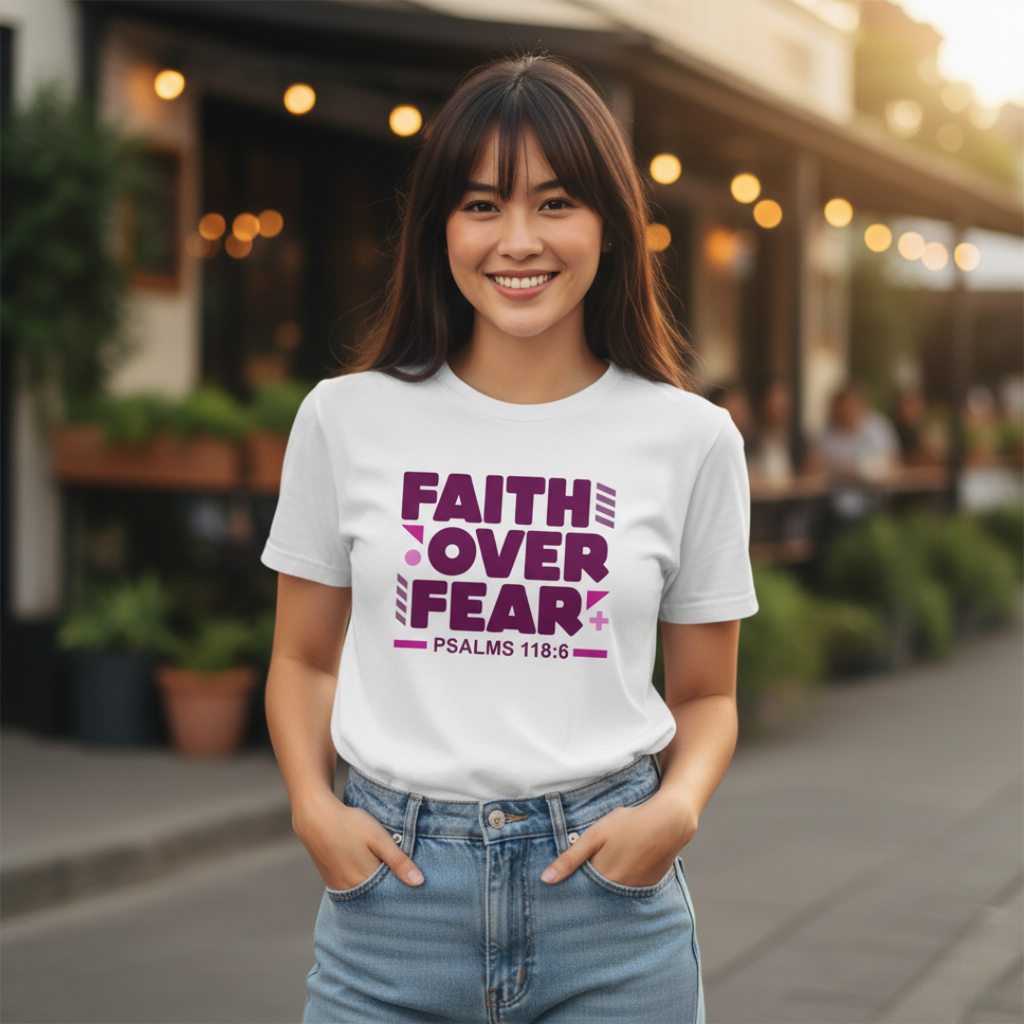 FAITH OVER FEAR Christian Shirt | Psalms 118:6 | Premium Cotton Faith Shirt