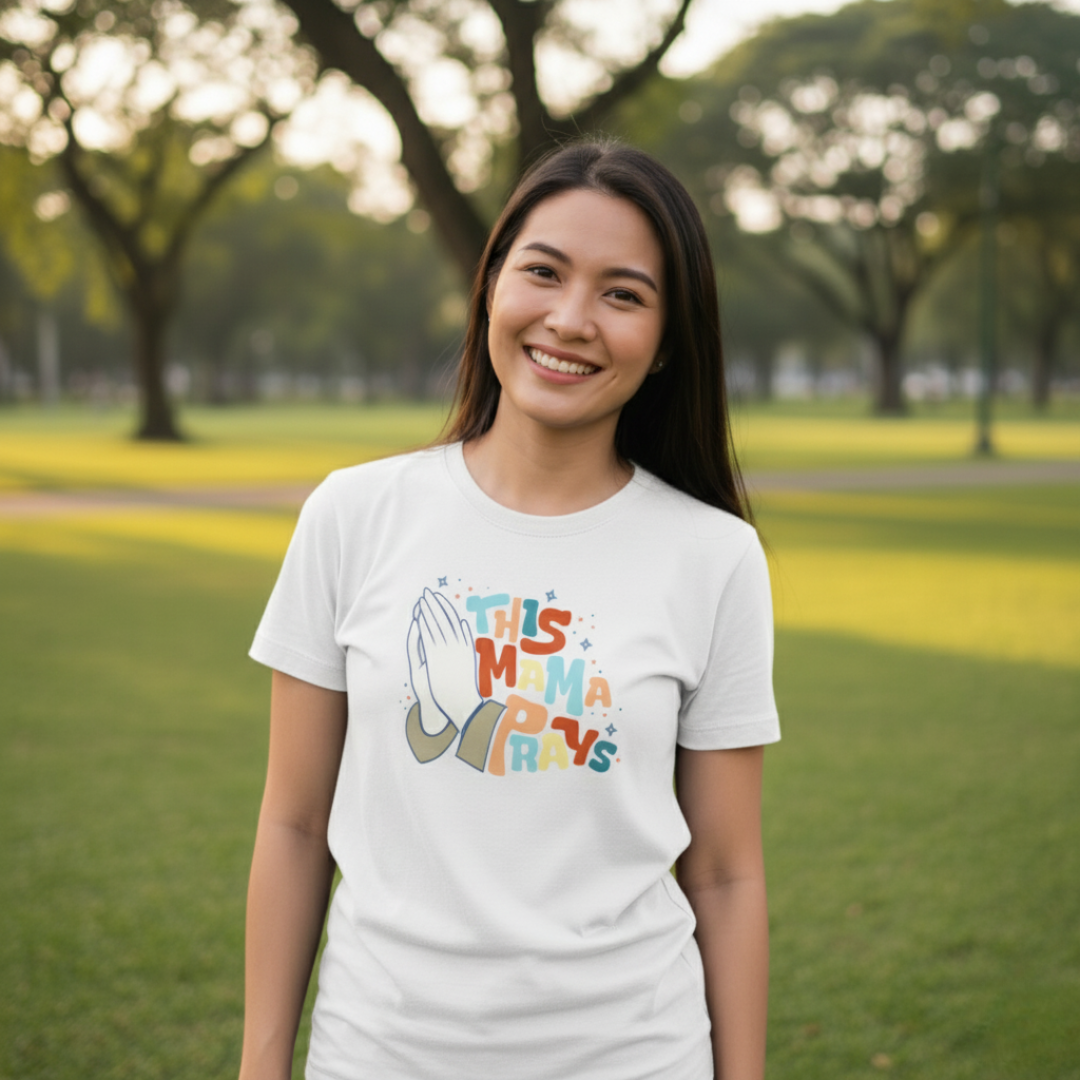 This Mama Prays Christian Mom Shirt | Premium Cotton Faith Shirt for Mothers